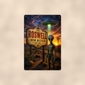 Roswell Alien Metal Wall Art, UFO Aluminum Sign, Desert Roadside Sci Fi Decor, Space Gift