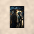 Alien First Contact Metal Wall Art, UFO Aluminum Sign, Cinematic Sci Fi Decor, Space Gift