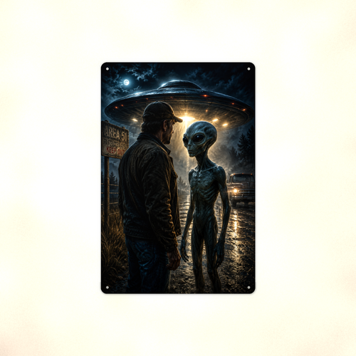 Alien First Contact Metal Sign aluminum sign - view 01