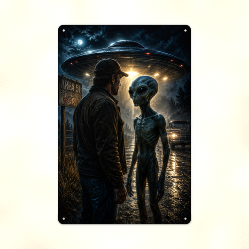 Alien First Contact Metal Sign aluminum sign - view 02