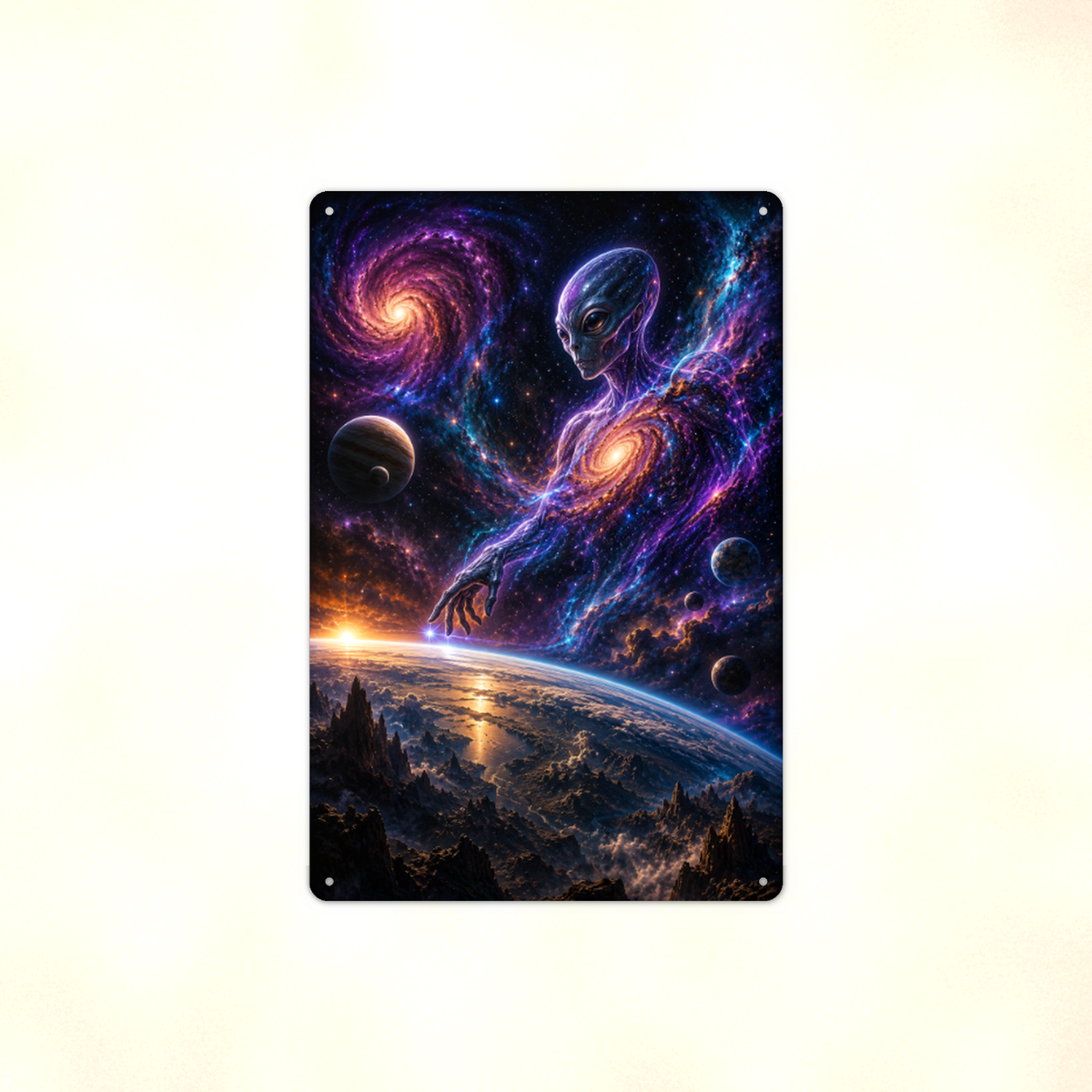 Alien Cosmic Figure Metal Sign aluminum sign - view 01