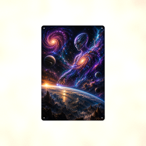 Alien Cosmic Figure Metal Sign aluminum sign - view 01