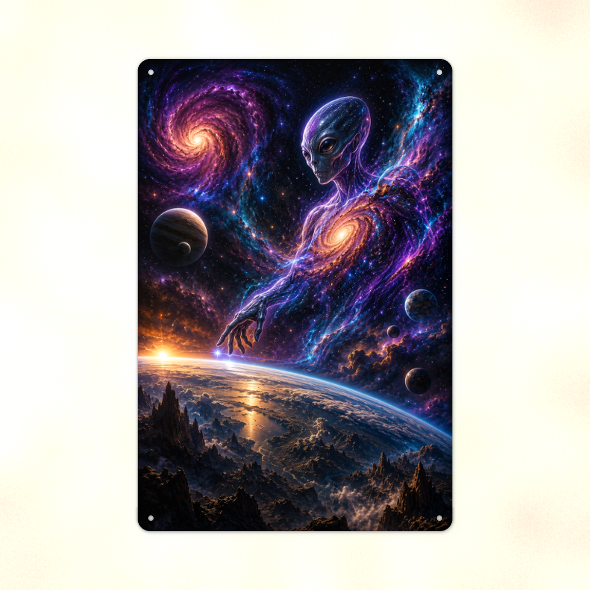 Alien Cosmic Figure Metal Sign aluminum sign - view 02
