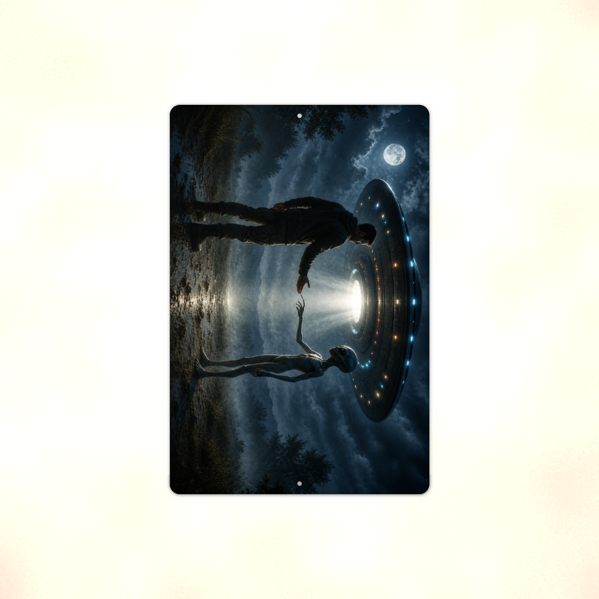 Alien Abduction Metal Sign