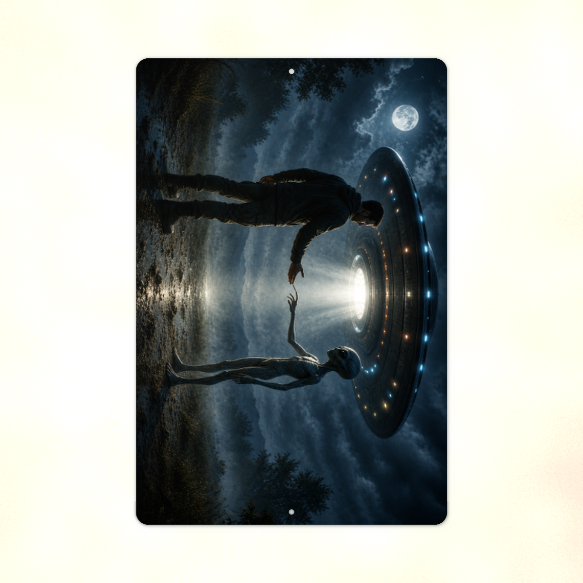 Alien Abduction Metal Sign