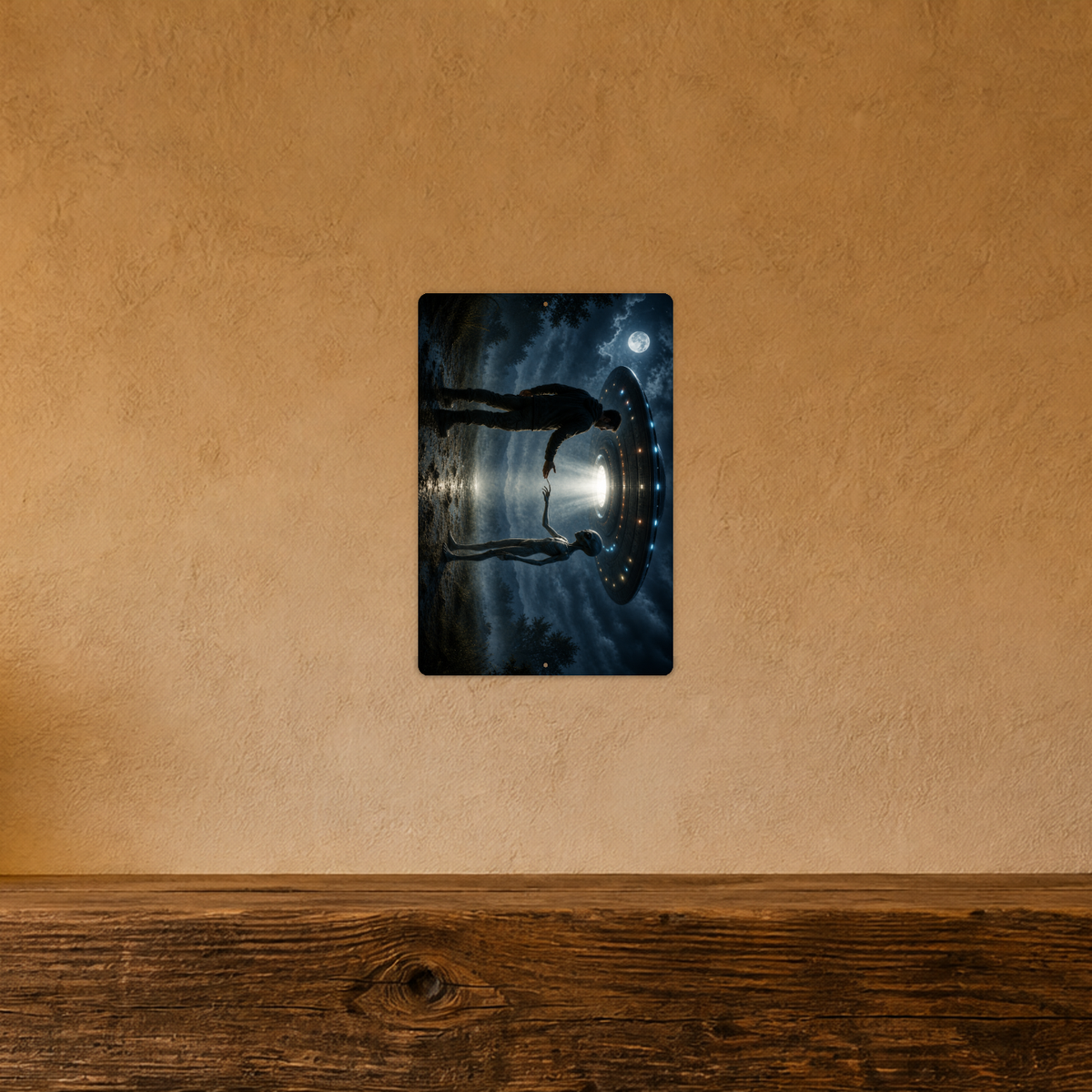 Alien Abduction Metal Sign