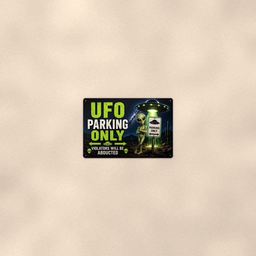 UFO Parking Only Metal Wall Art, Alien Aluminum Sign, Funny Garage Decor, Area 51 Gift
