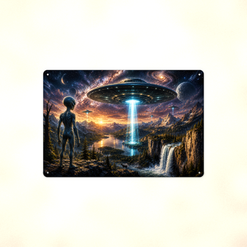 Alien Waterfall Overlook Metal Sign aluminum sign - view 01