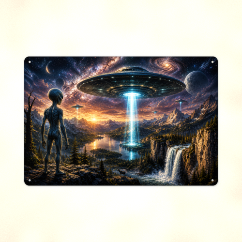 Alien Waterfall Overlook Metal Sign aluminum sign - view 02