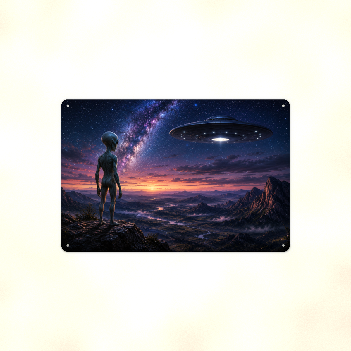 Alien Desert Traveler Metal Sign aluminum sign - view 01