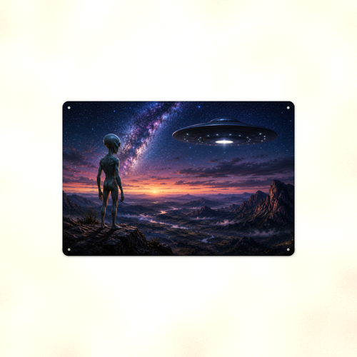 Alien Desert Traveler Metal Sign aluminum sign - view 01