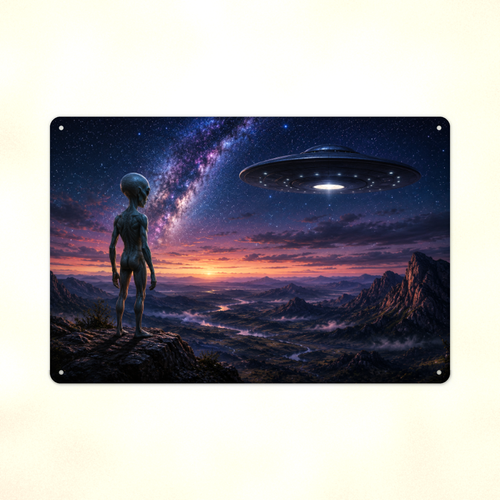 Alien Desert Traveler Metal Sign aluminum sign - view 02