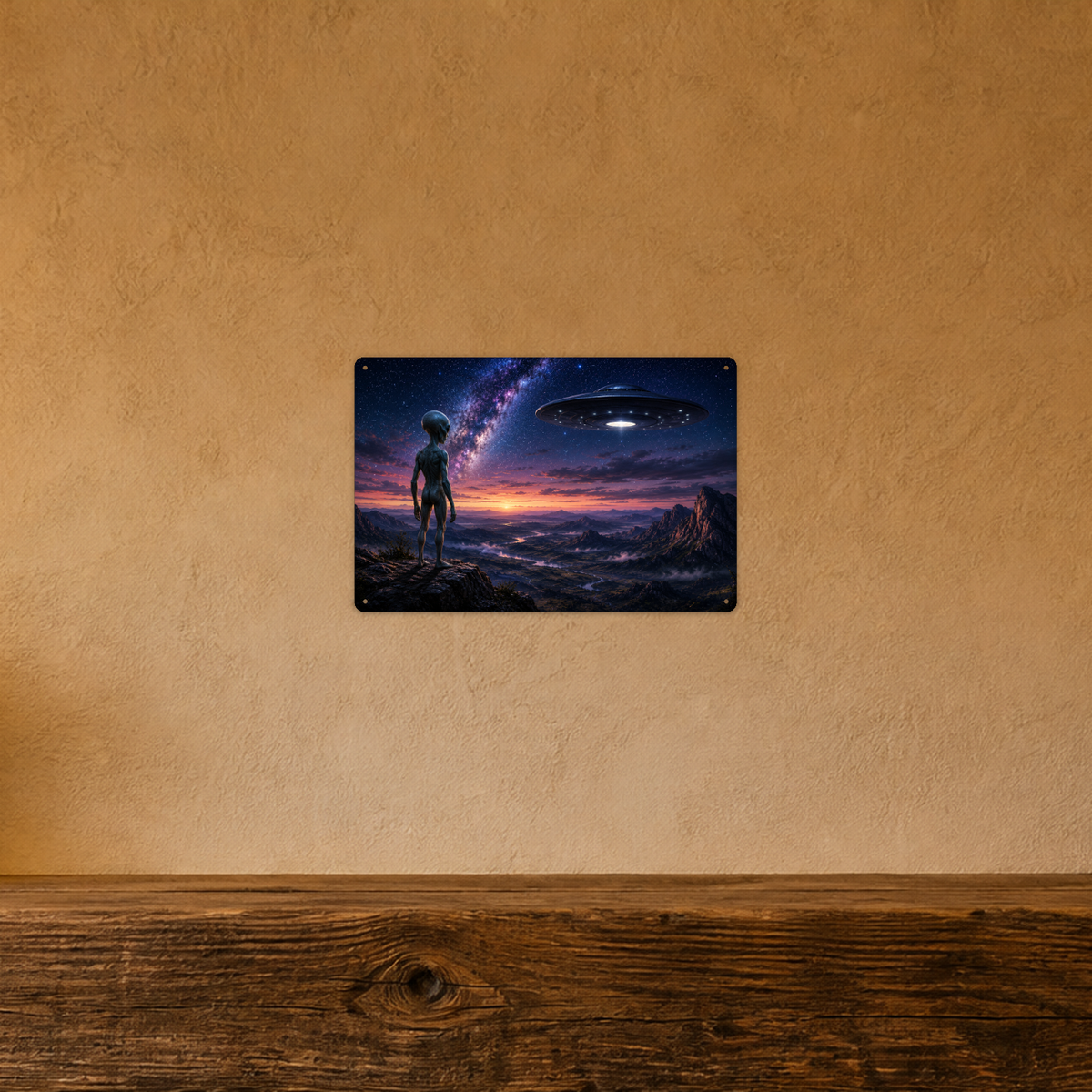 Alien Desert Traveler Metal Sign aluminum sign - view 03