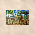 Lost Tourist Alien Metal Wall Art, Funny UFO Aluminum Sign, Road Trip Sci Fi Decor Gift