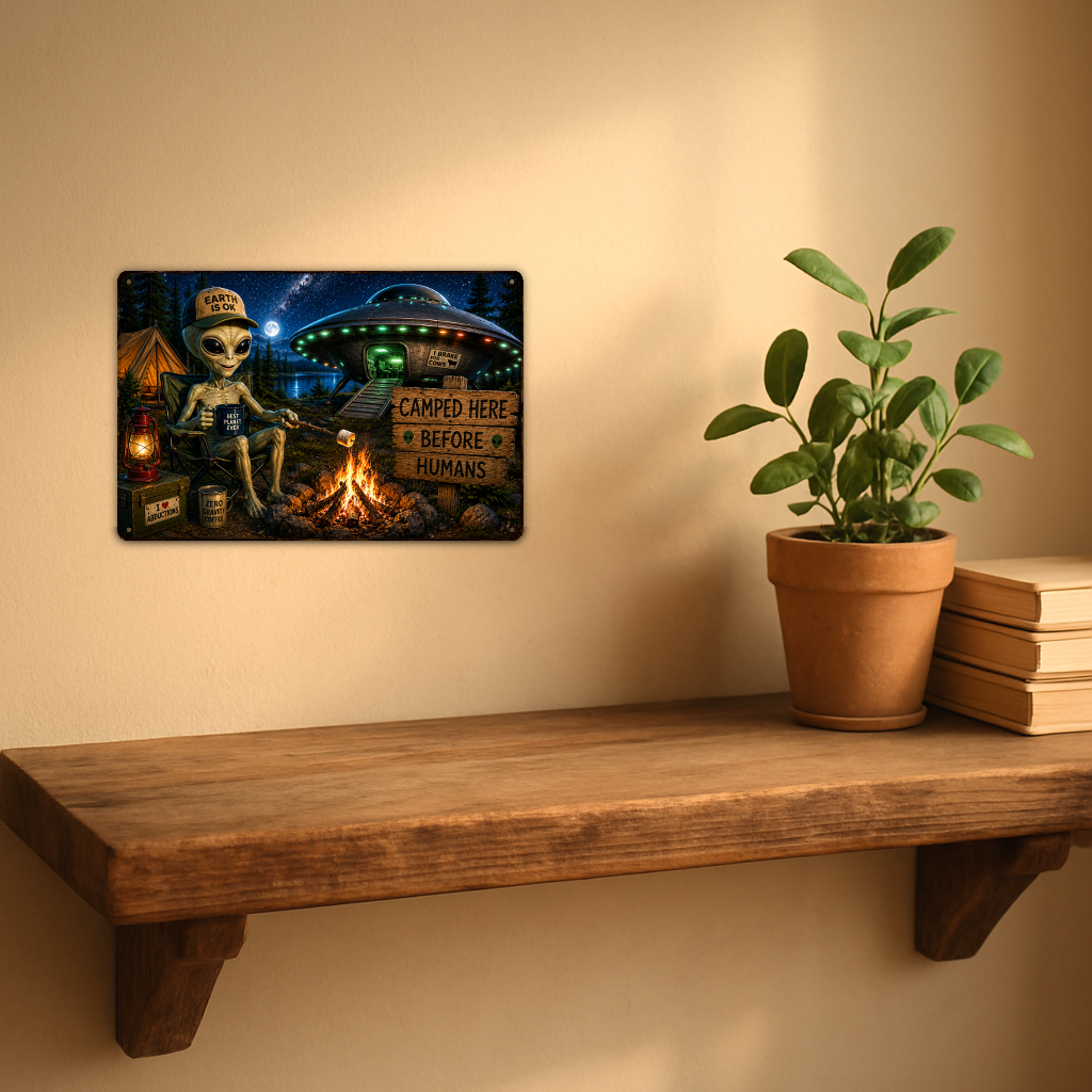 Alien Campfire Welcome Metal Sign aluminum sign - view 03