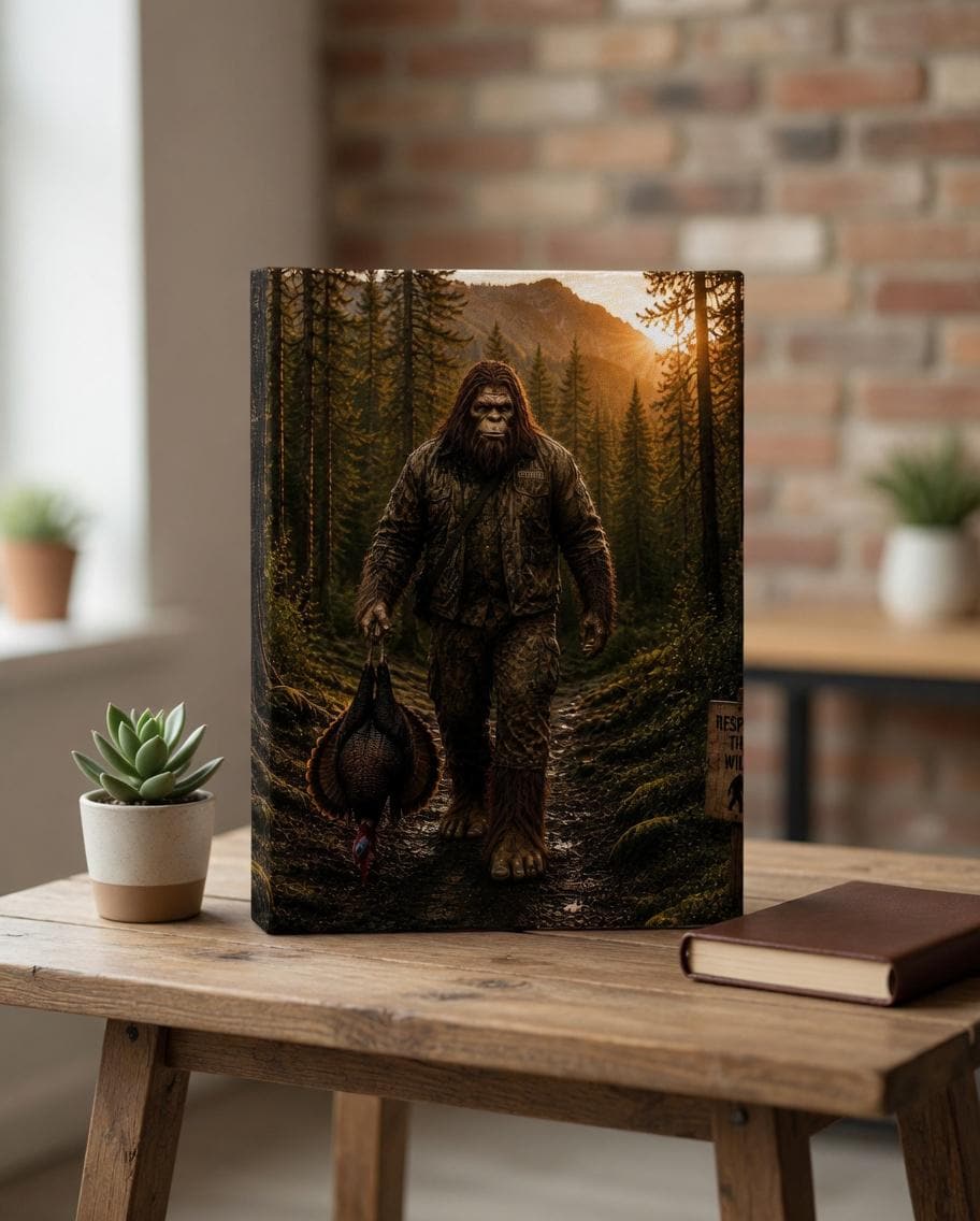 Turkey Hunting Bigfoot Canvas Print Canvas Print — front view on white background
