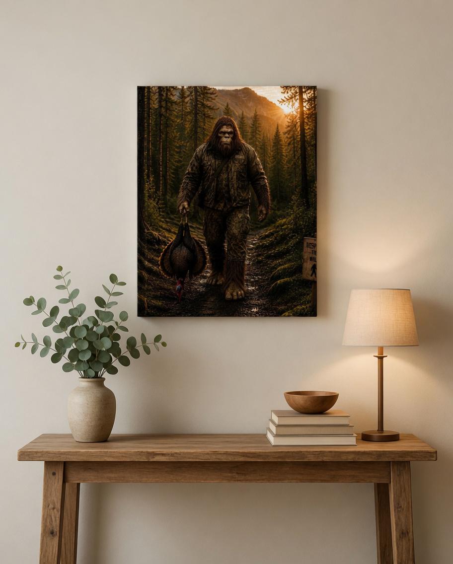 Turkey Hunting Bigfoot Canvas Print Canvas Print — detail view