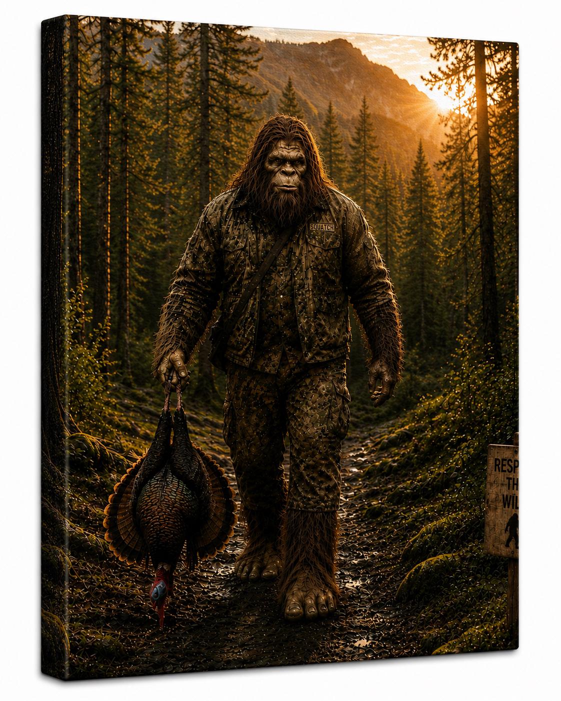 Turkey Hunting Bigfoot Canvas Print Canvas Print — alternate angle