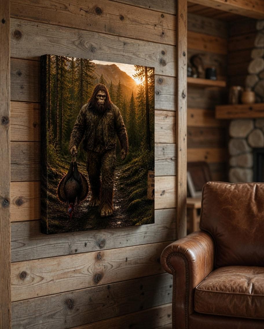Turkey Hunting Bigfoot Canvas Print Canvas Print — alternate angle