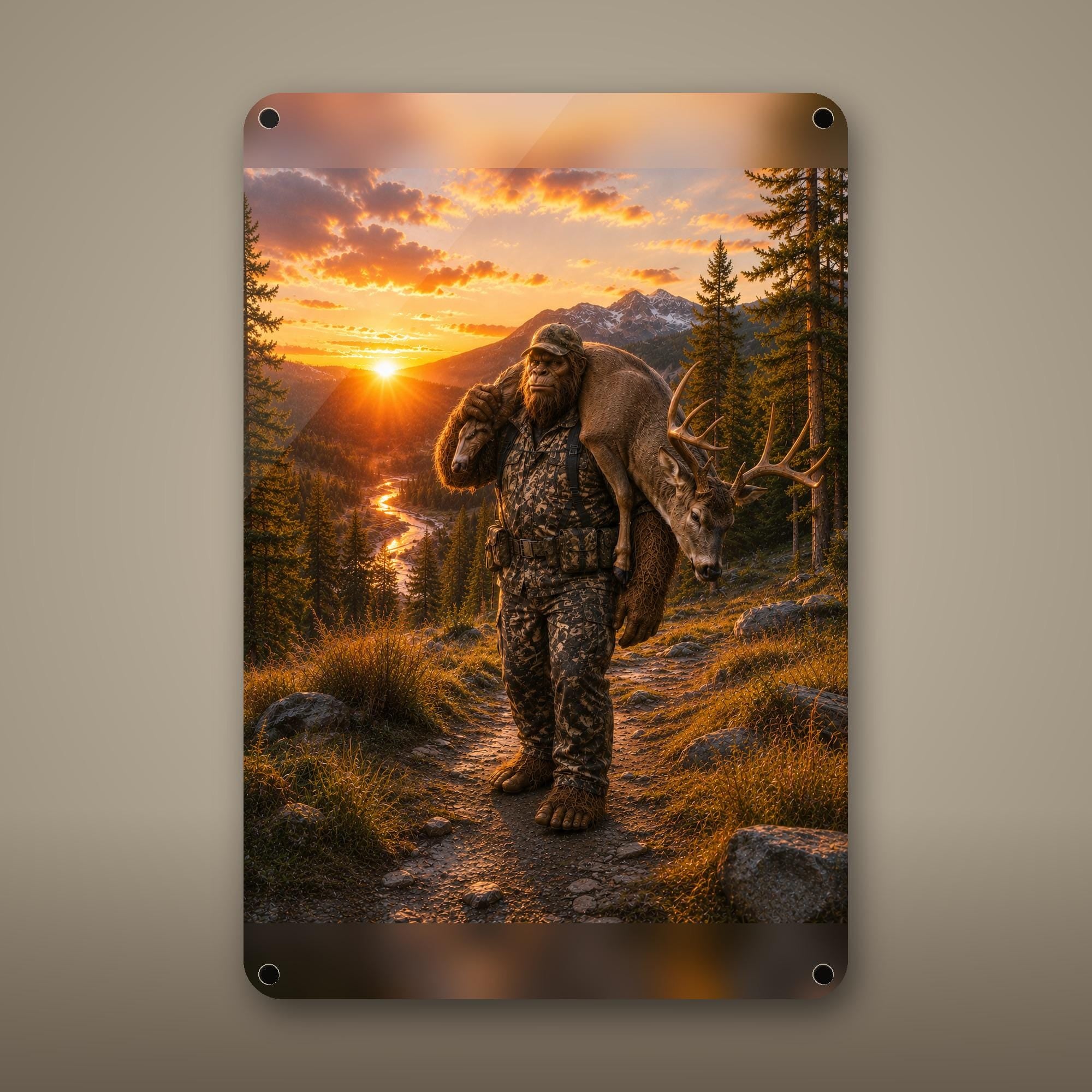 Tree Stand Buck Bigfoot Aluminum Sign Bigfoot Aluminum Sign — front view on white background
