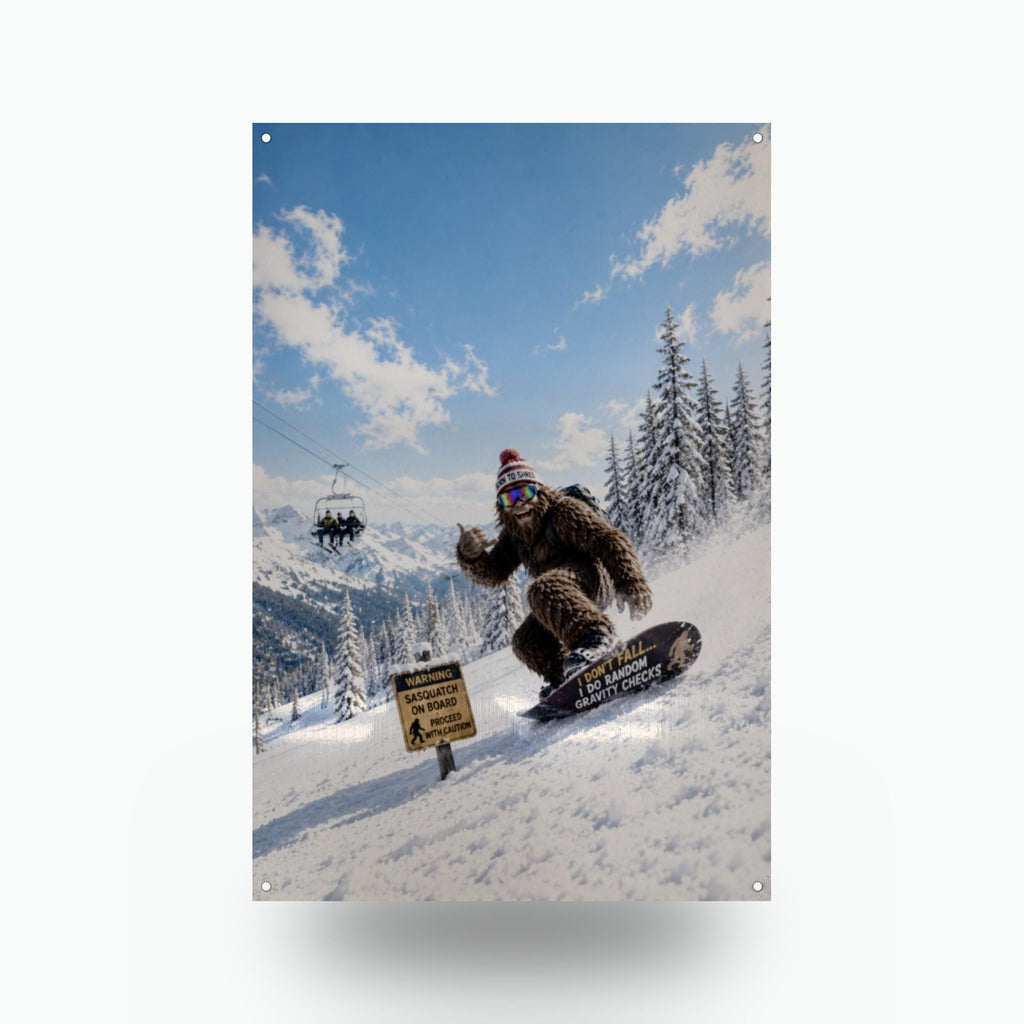 Snowboard Bigfoot Metal Sign Bigfoot Aluminum Sign — front view on white background