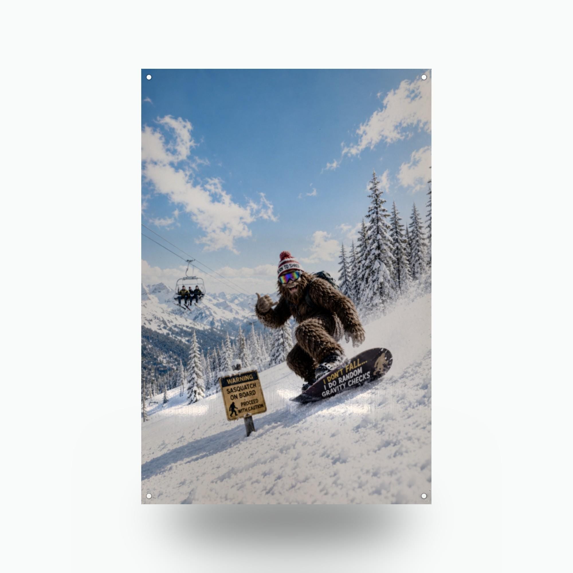 Snowboard Bigfoot Metal Sign Bigfoot Aluminum Sign — front view on white background