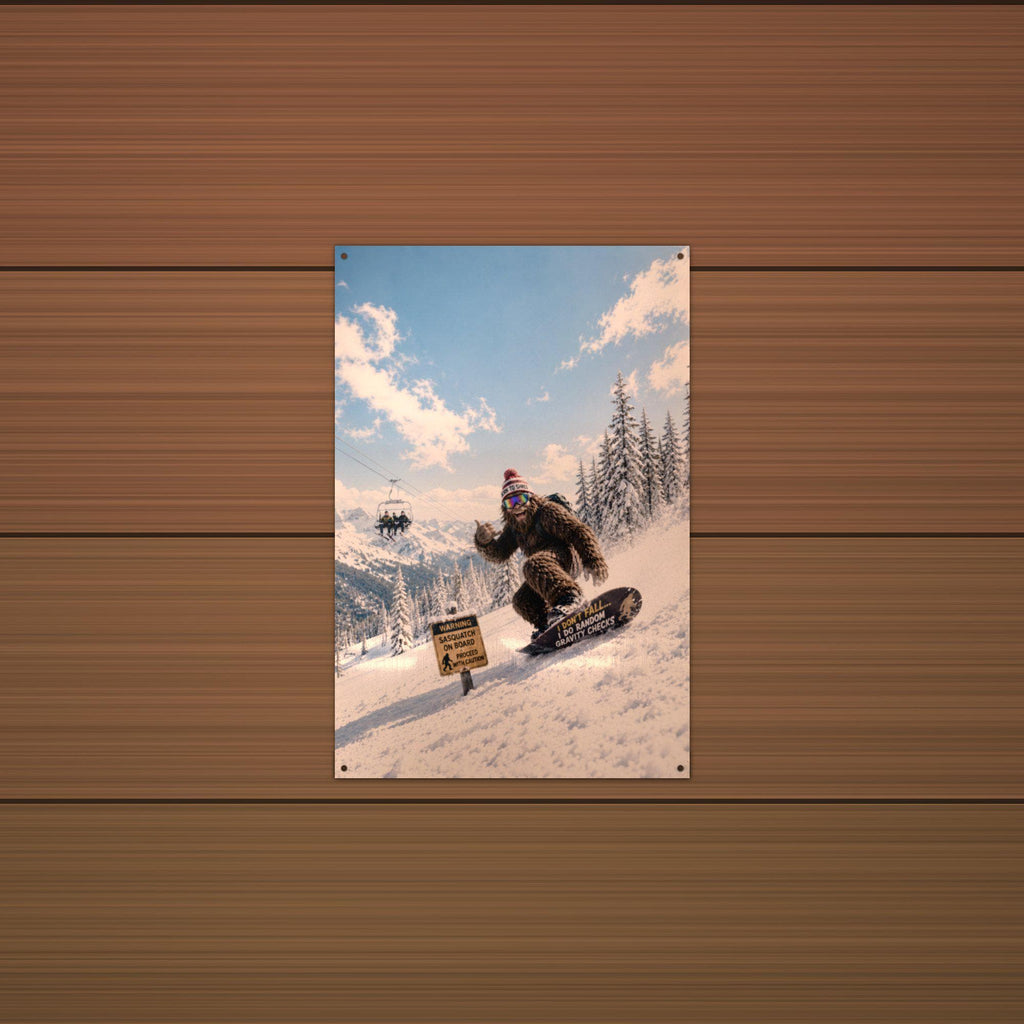 Snowboard Bigfoot Metal Sign Bigfoot Aluminum Sign — detail view
