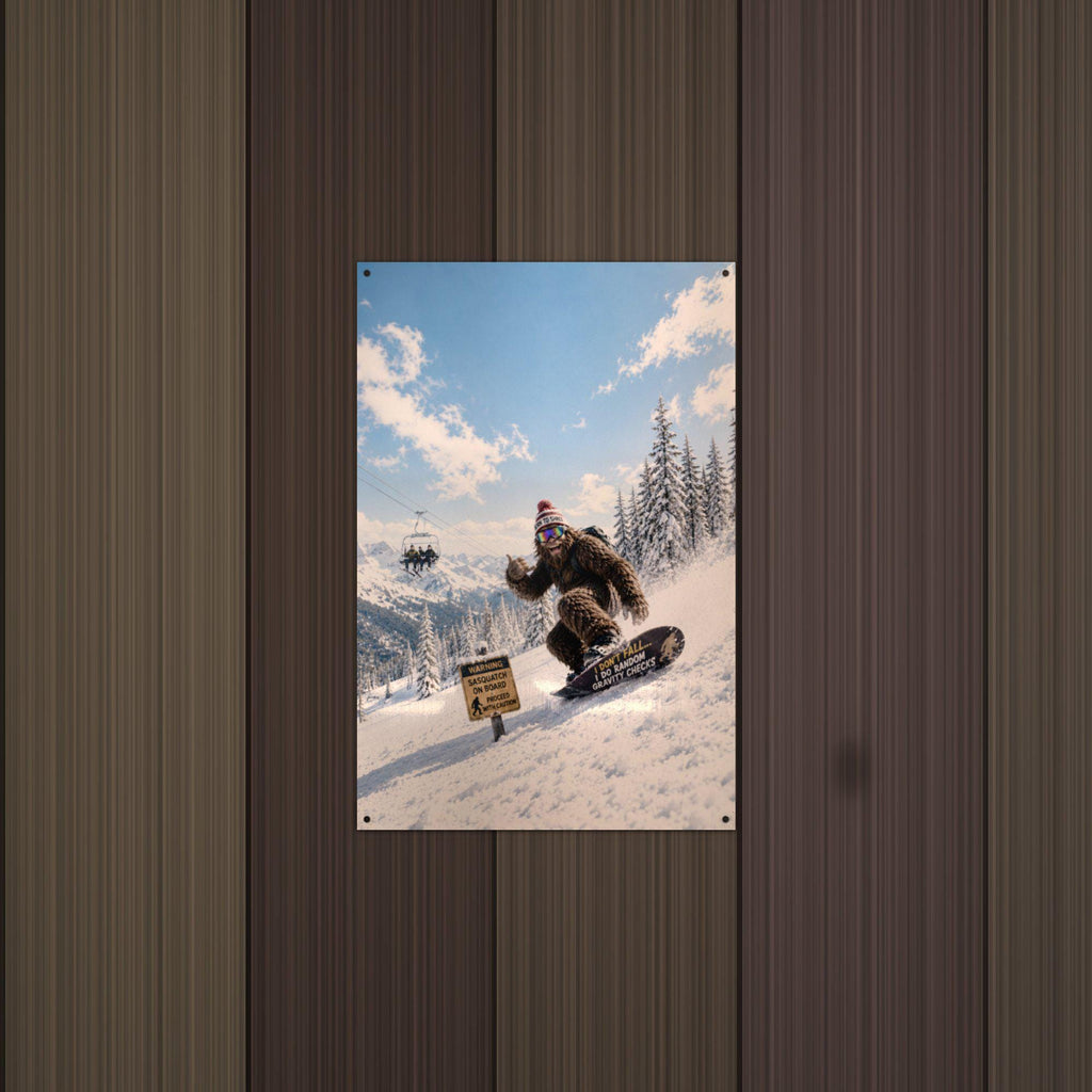 Snowboard Bigfoot Metal Sign Bigfoot Aluminum Sign — alternate angle