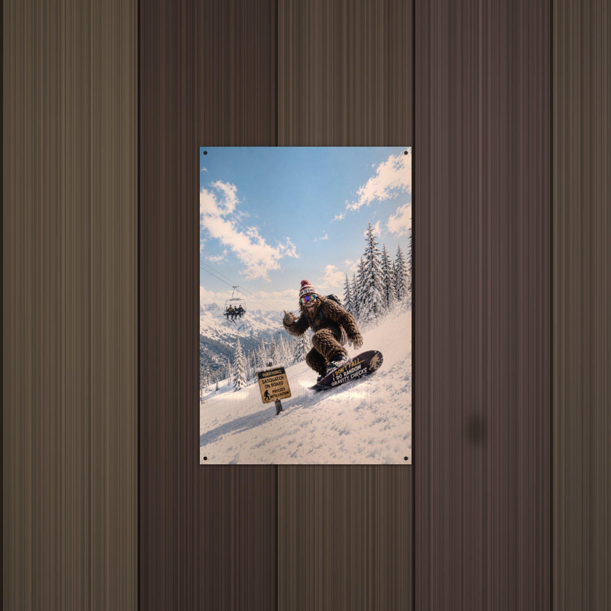 Snowboard Bigfoot Metal Sign Bigfoot Aluminum Sign — alternate angle