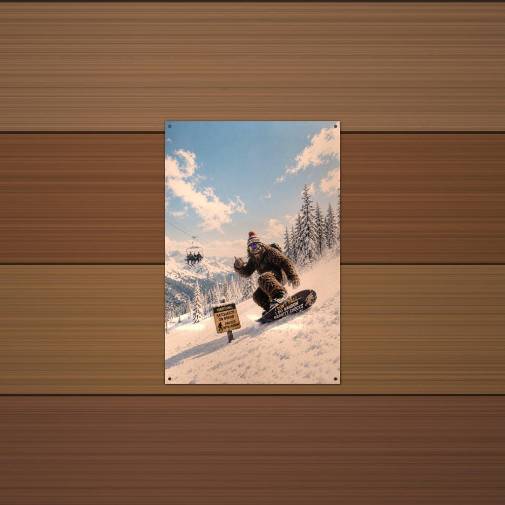 Snowboard Bigfoot Metal Sign Bigfoot Aluminum Sign — alternate angle