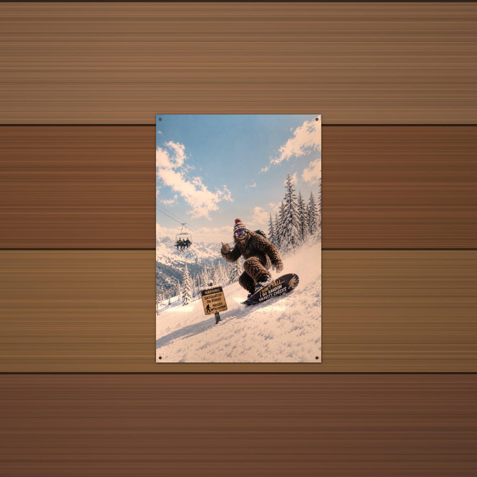 Snowboard Bigfoot Metal Sign Bigfoot Aluminum Sign — alternate angle