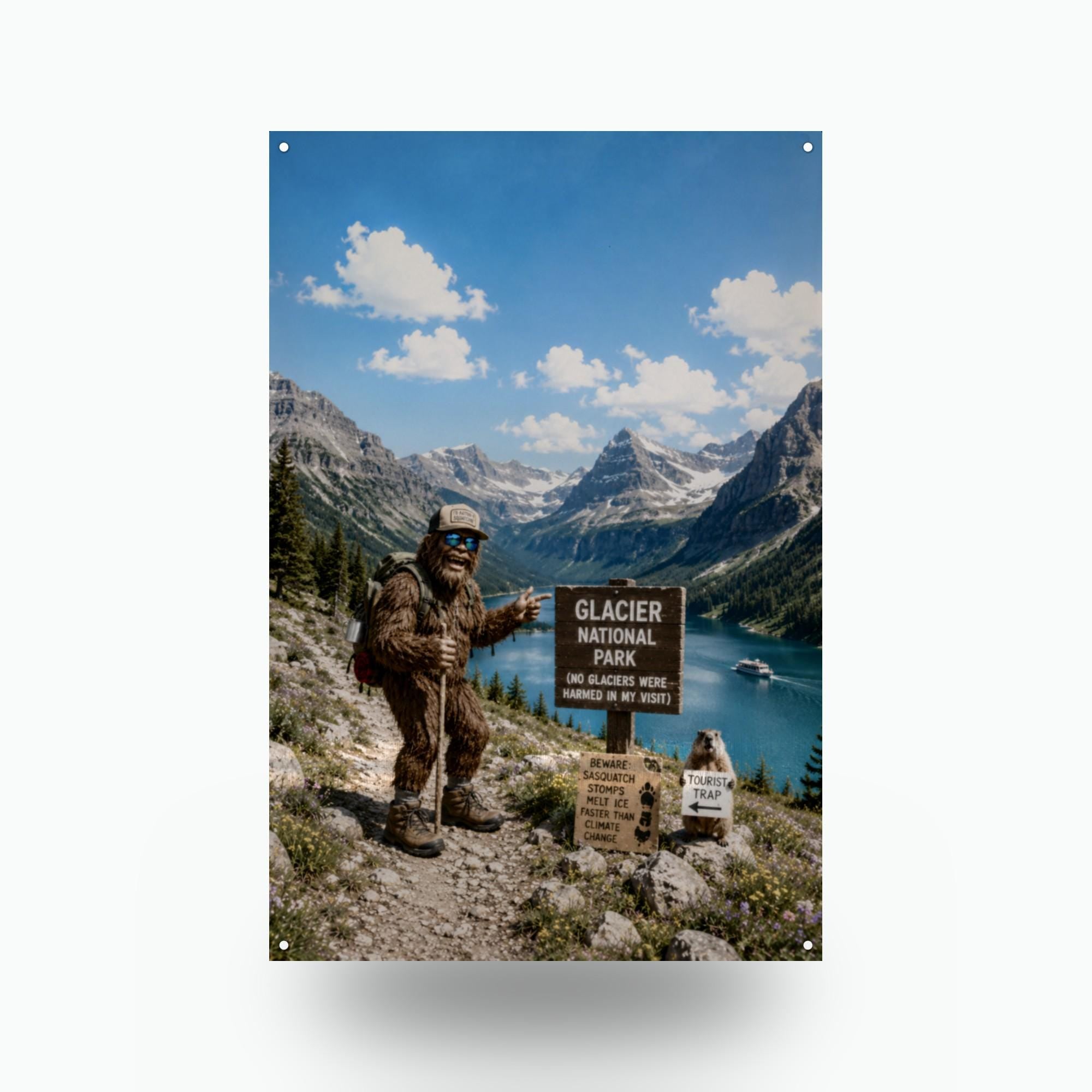 Glacier Bigfoot Metal Sign Bigfoot Aluminum Sign — front view on white background