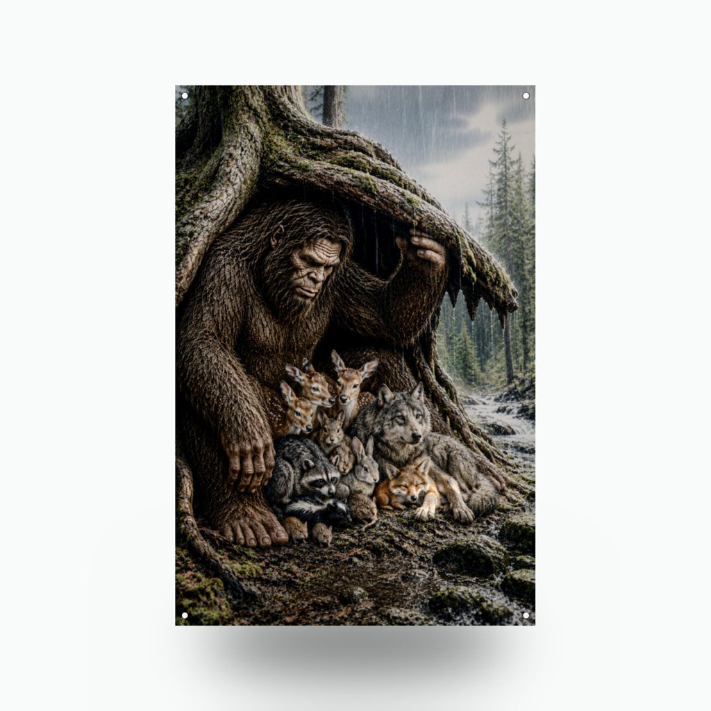 Forest Friends Bigfoot Metal Sign Bigfoot Aluminum Sign — front view on white background