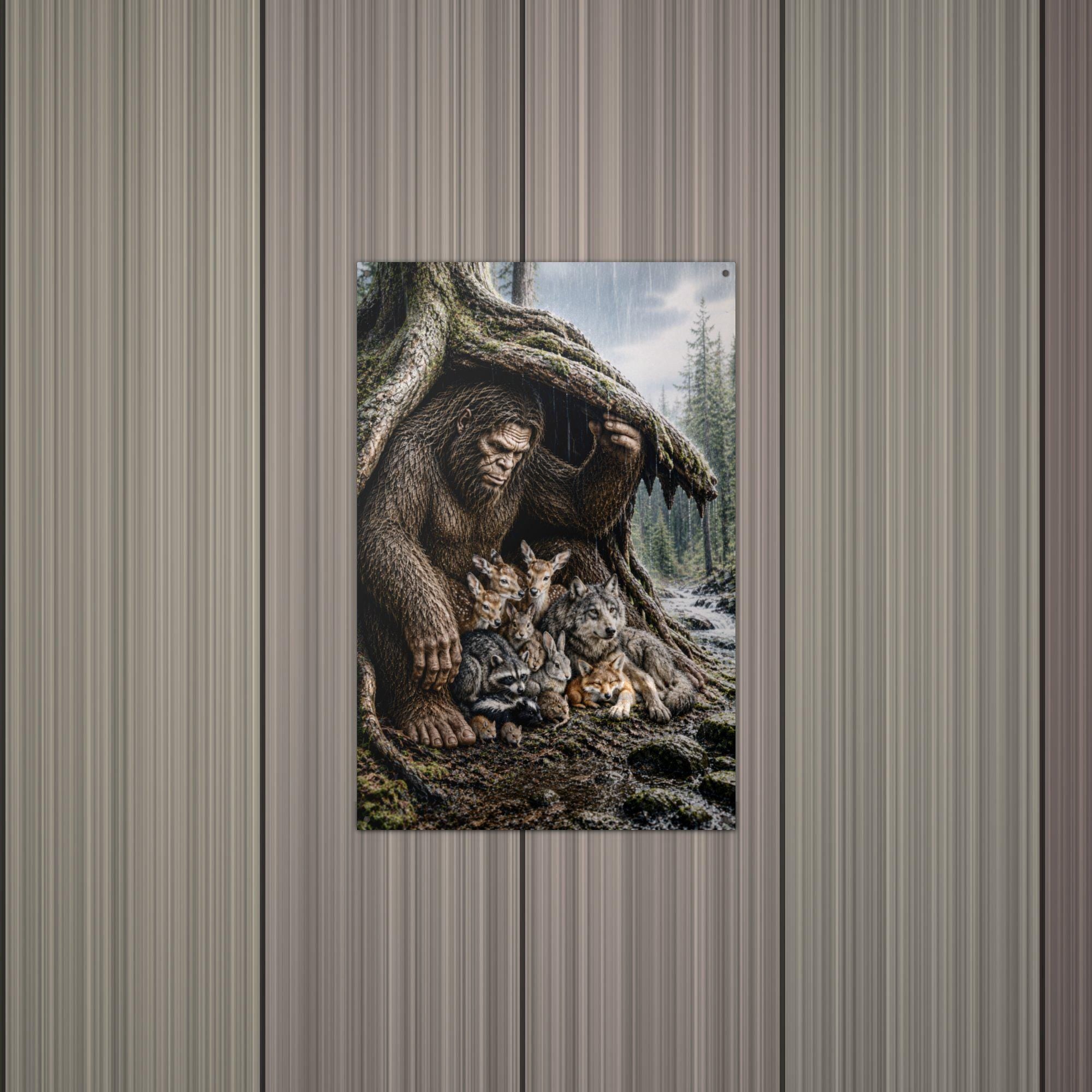 Forest Friends Bigfoot Metal Sign Bigfoot Aluminum Sign — alternate angle
