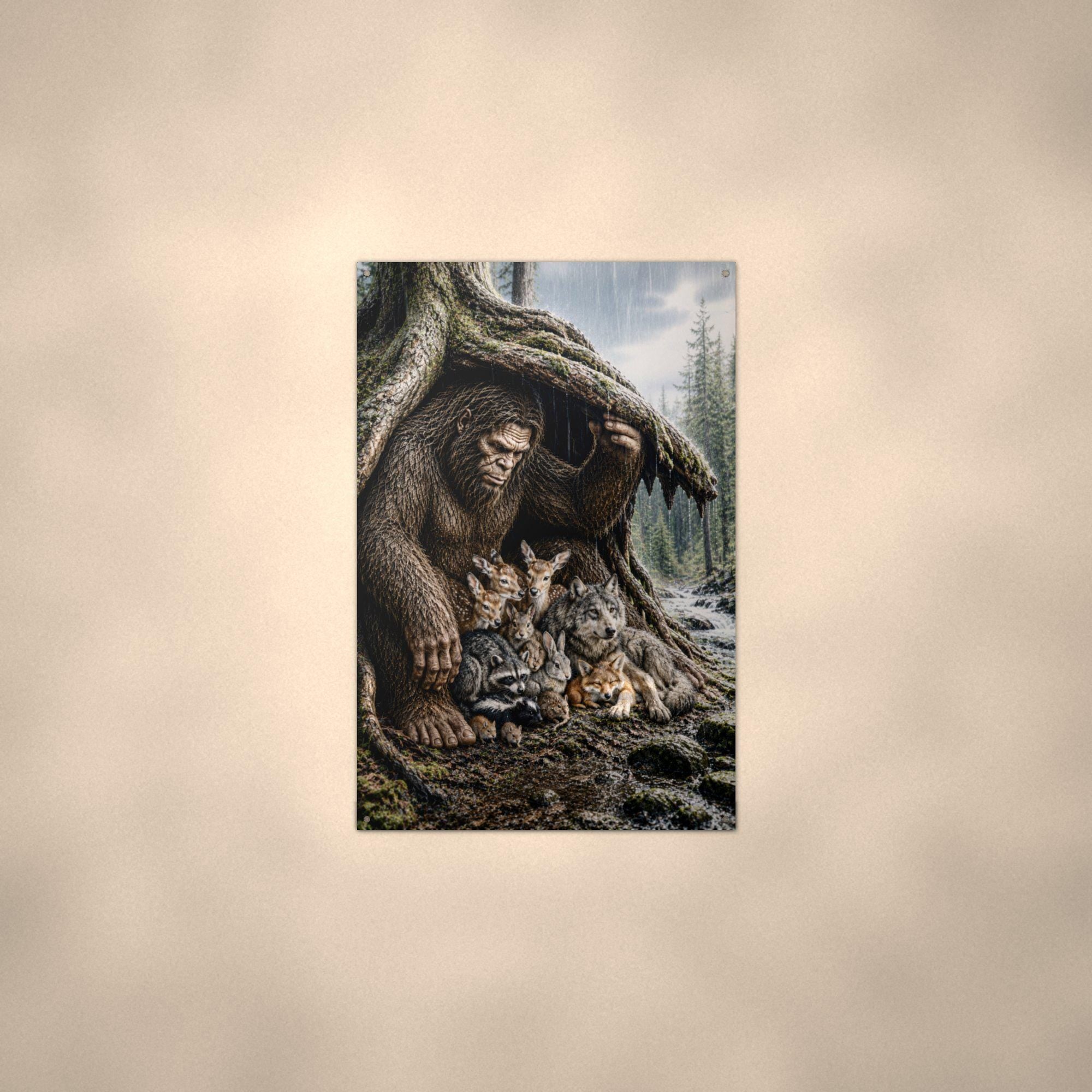 Forest Friends Bigfoot Metal Sign Bigfoot Aluminum Sign — alternate angle