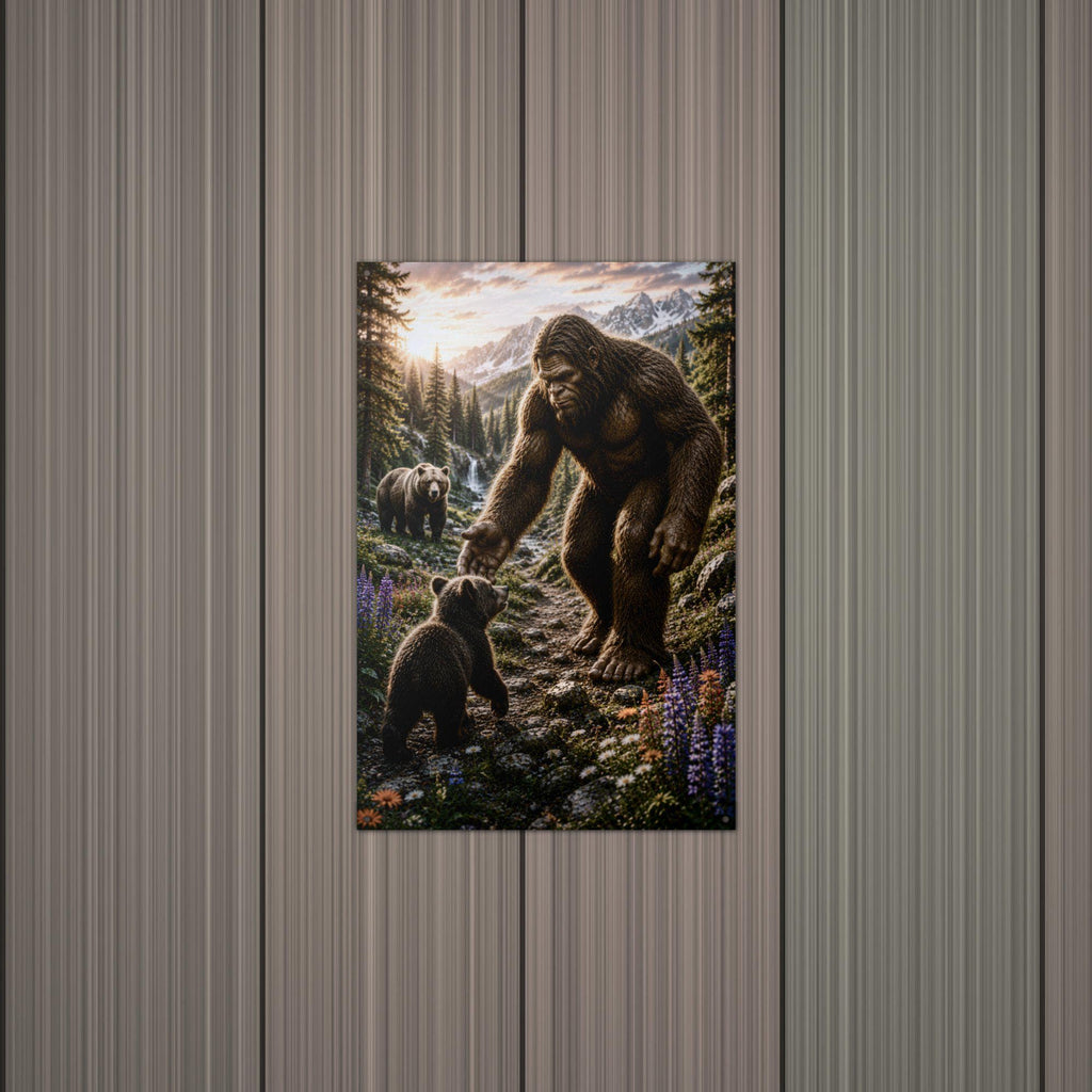 Bear Cub Buddies Bigfoot Metal Sign Bigfoot Aluminum Sign — alternate angle