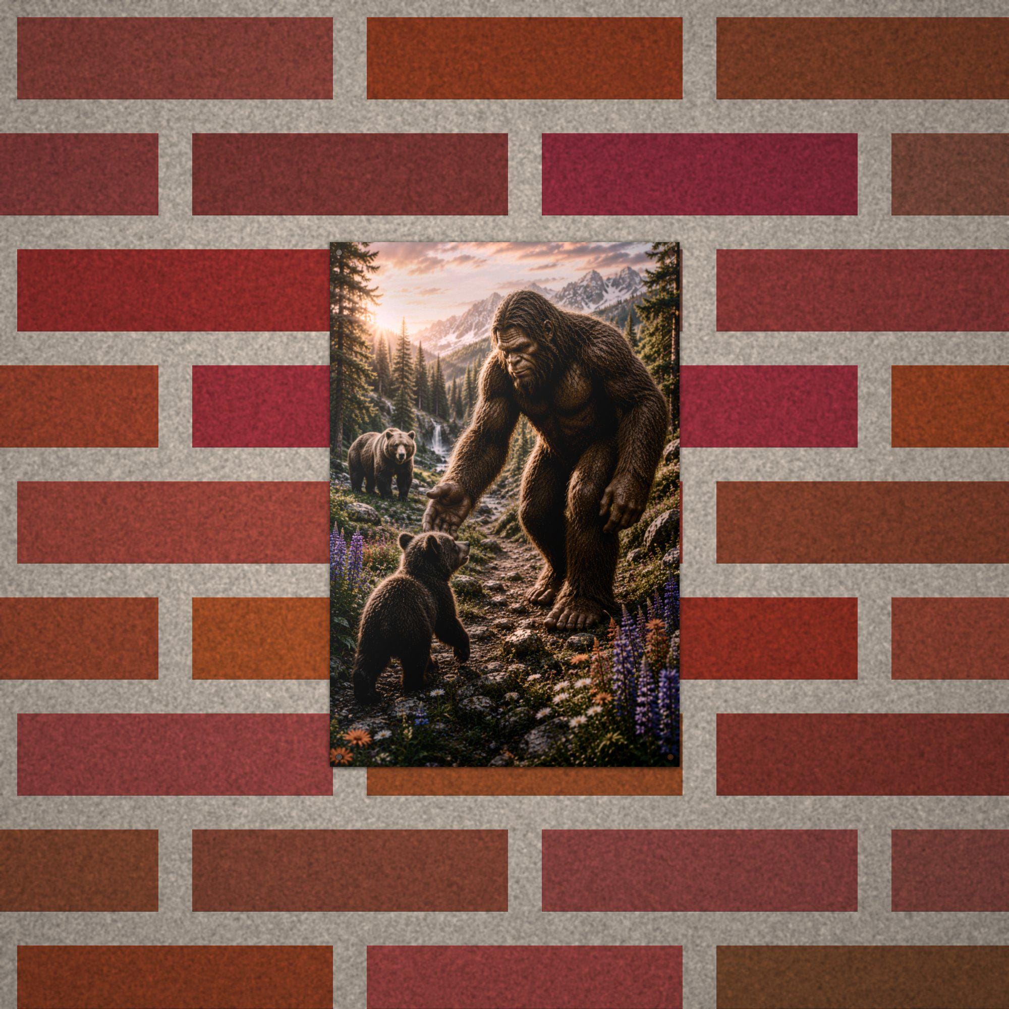 Bear Cub Buddies Bigfoot Metal Sign Bigfoot Aluminum Sign — alternate angle