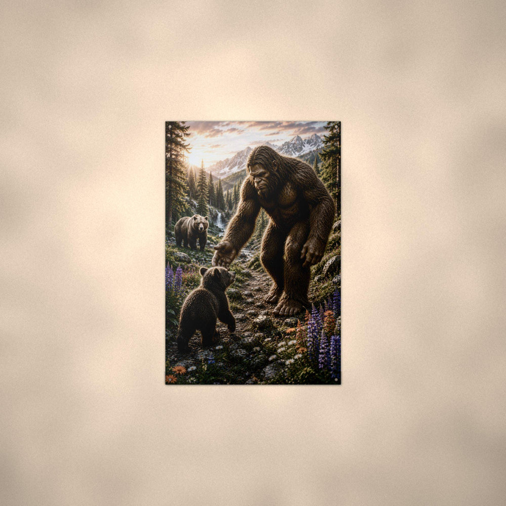Bear Cub Buddies Bigfoot Metal Sign Bigfoot Aluminum Sign — alternate angle