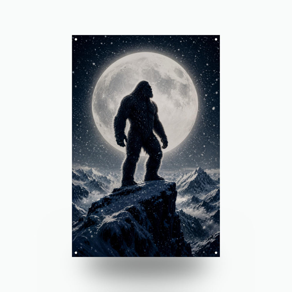 Full Moon Bigfoot Metal Sign Bigfoot Aluminum Sign — front view on white background