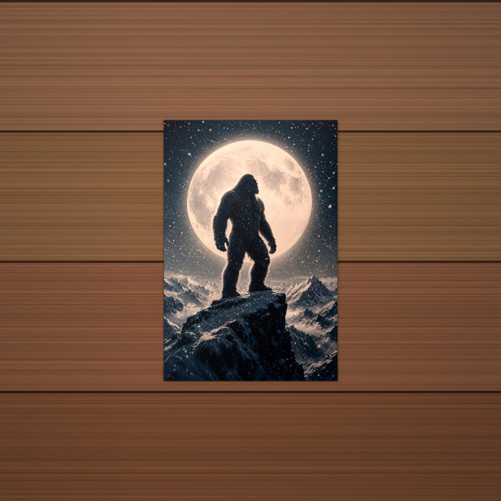 Full Moon Bigfoot Metal Sign Bigfoot Aluminum Sign — detail view