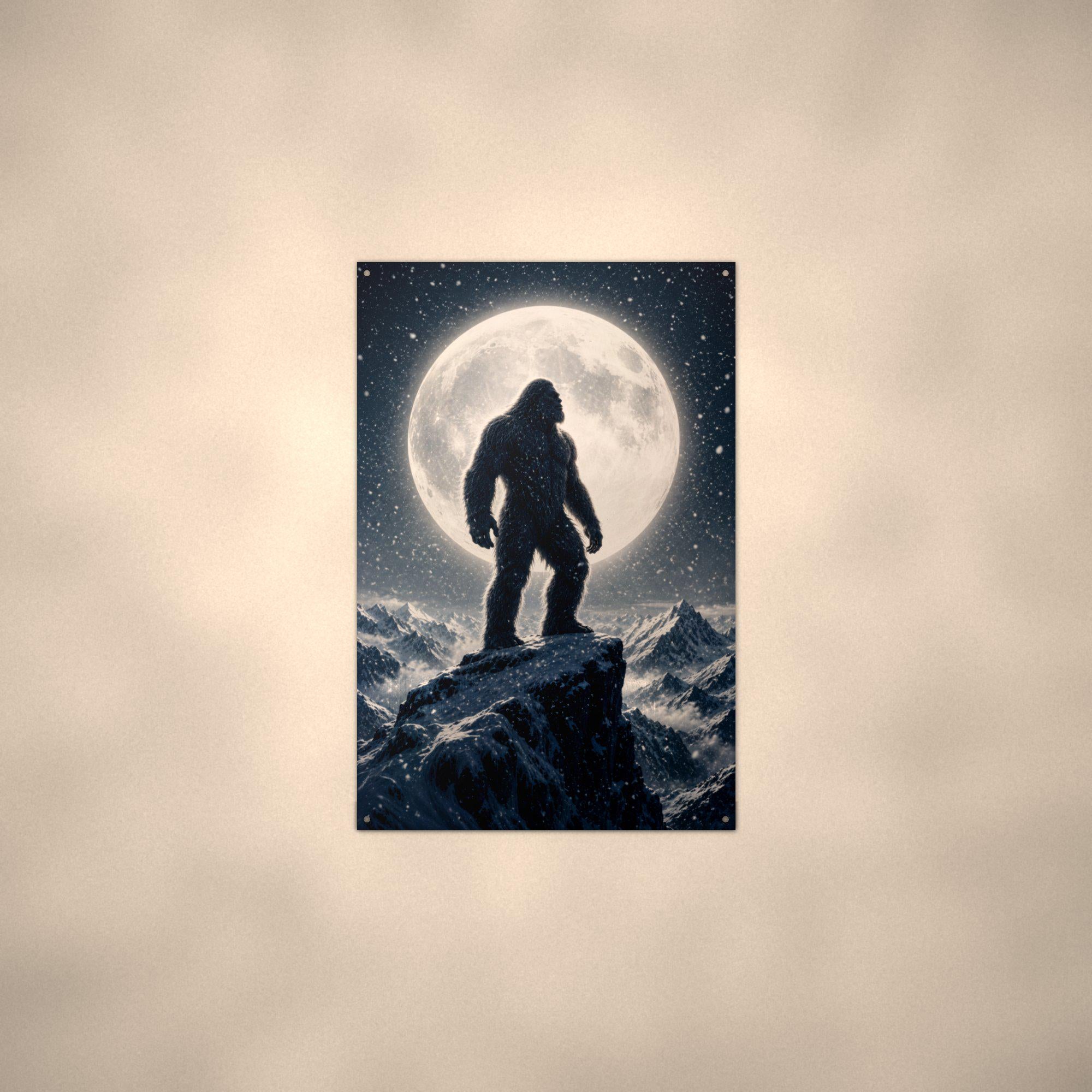 Full Moon Bigfoot Metal Sign Bigfoot Aluminum Sign — alternate angle