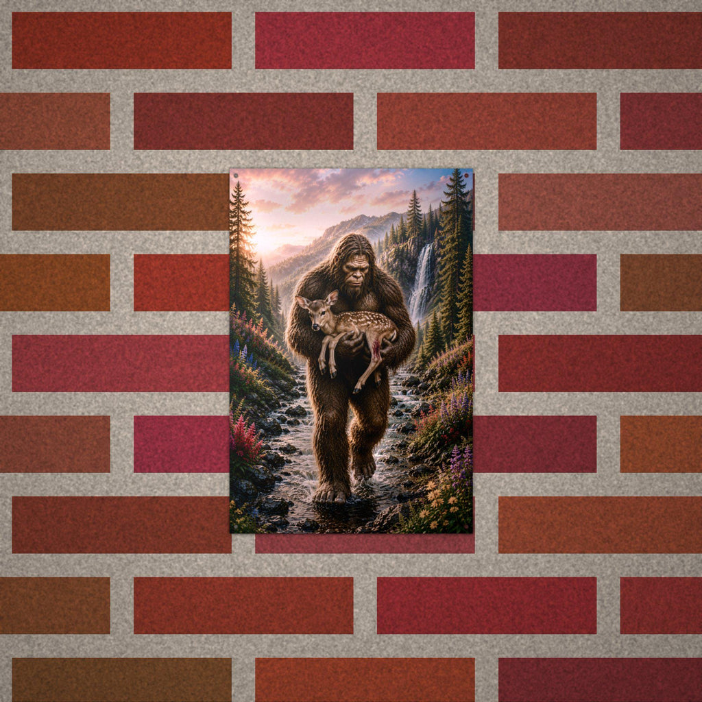Fawn Rescue Bigfoot Metal Sign Bigfoot Aluminum Sign — alternate angle