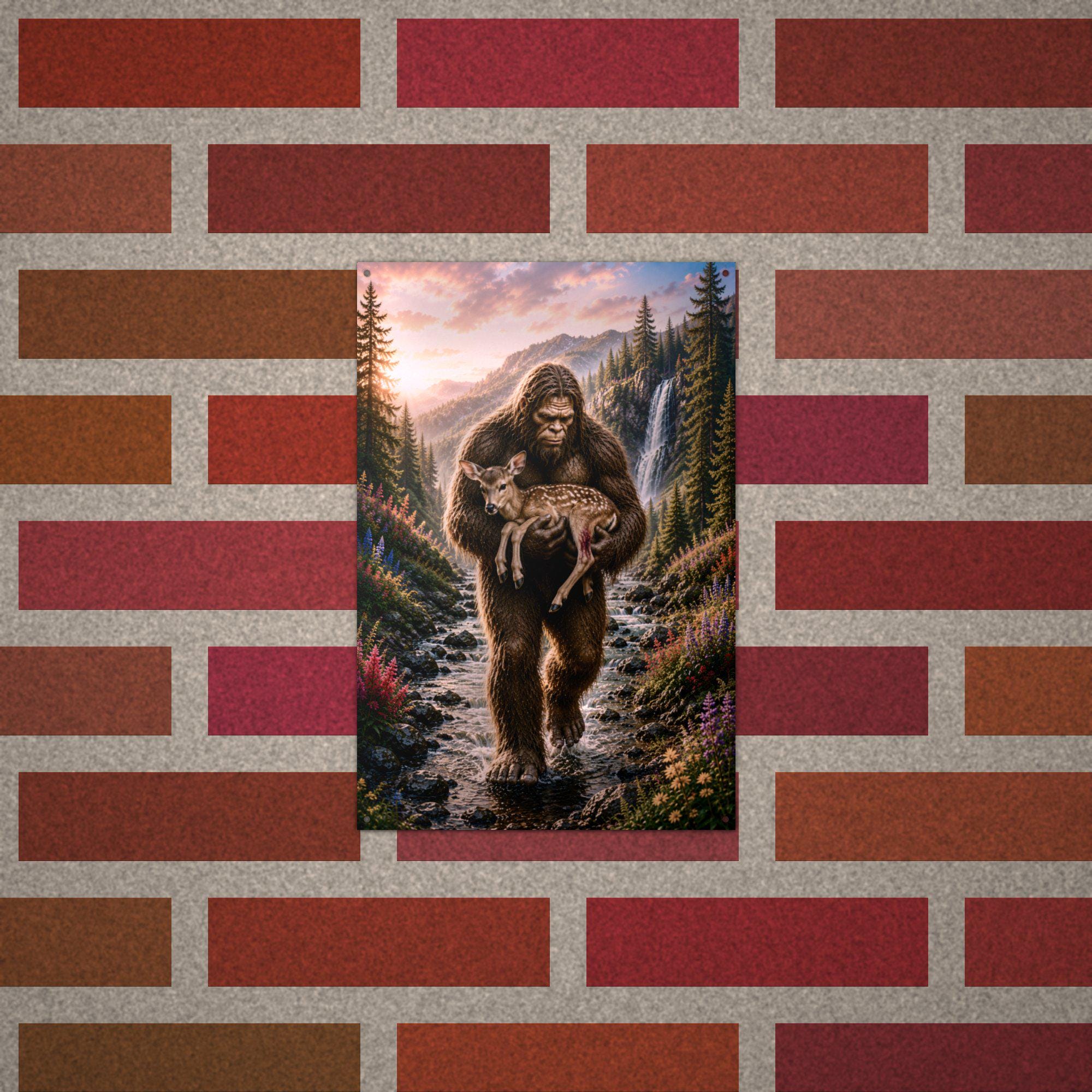 Fawn Rescue Bigfoot Metal Sign Bigfoot Aluminum Sign — alternate angle