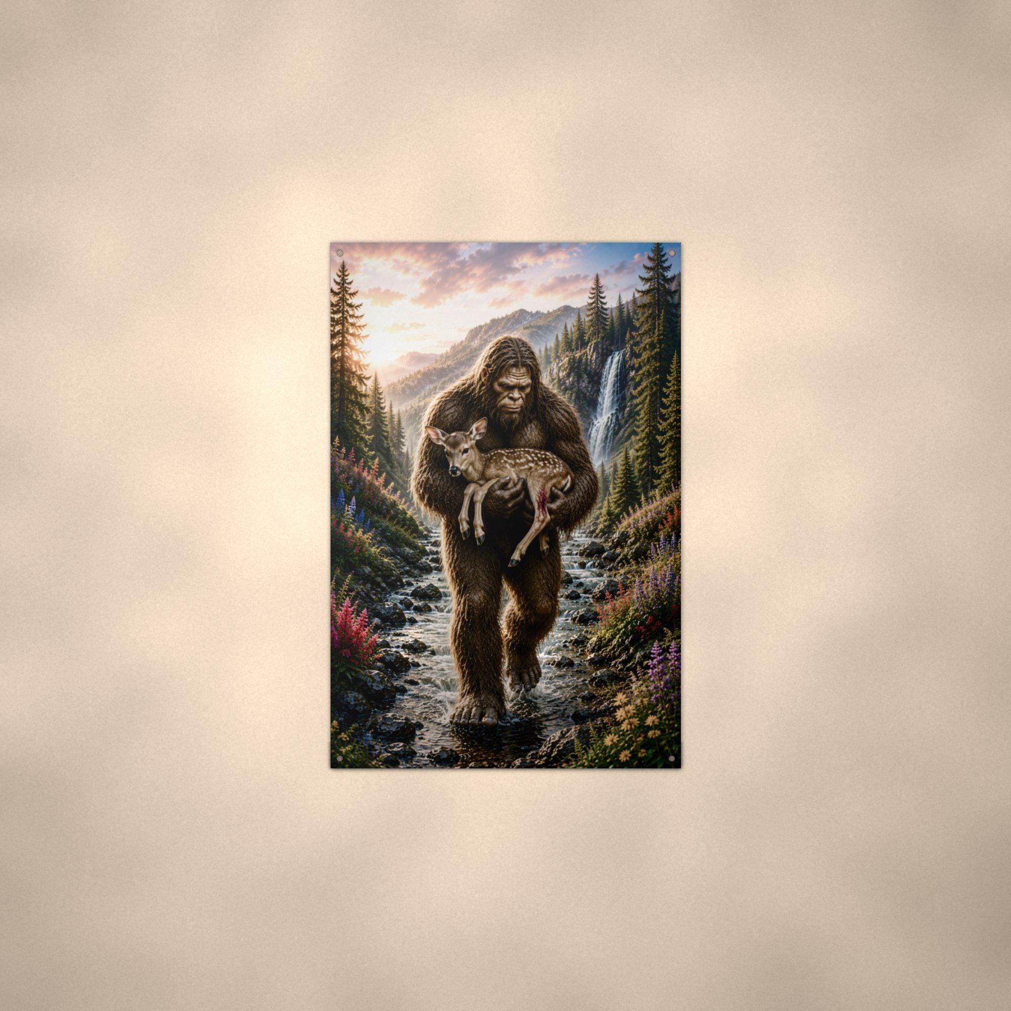 Fawn Rescue Bigfoot Metal Sign Bigfoot Aluminum Sign — alternate angle