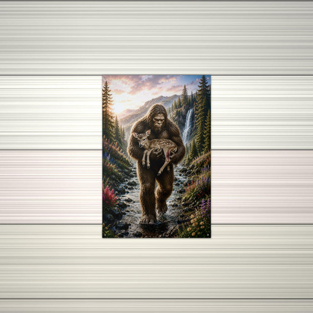Fawn Rescue Bigfoot Metal Sign Bigfoot Aluminum Sign — alternate angle