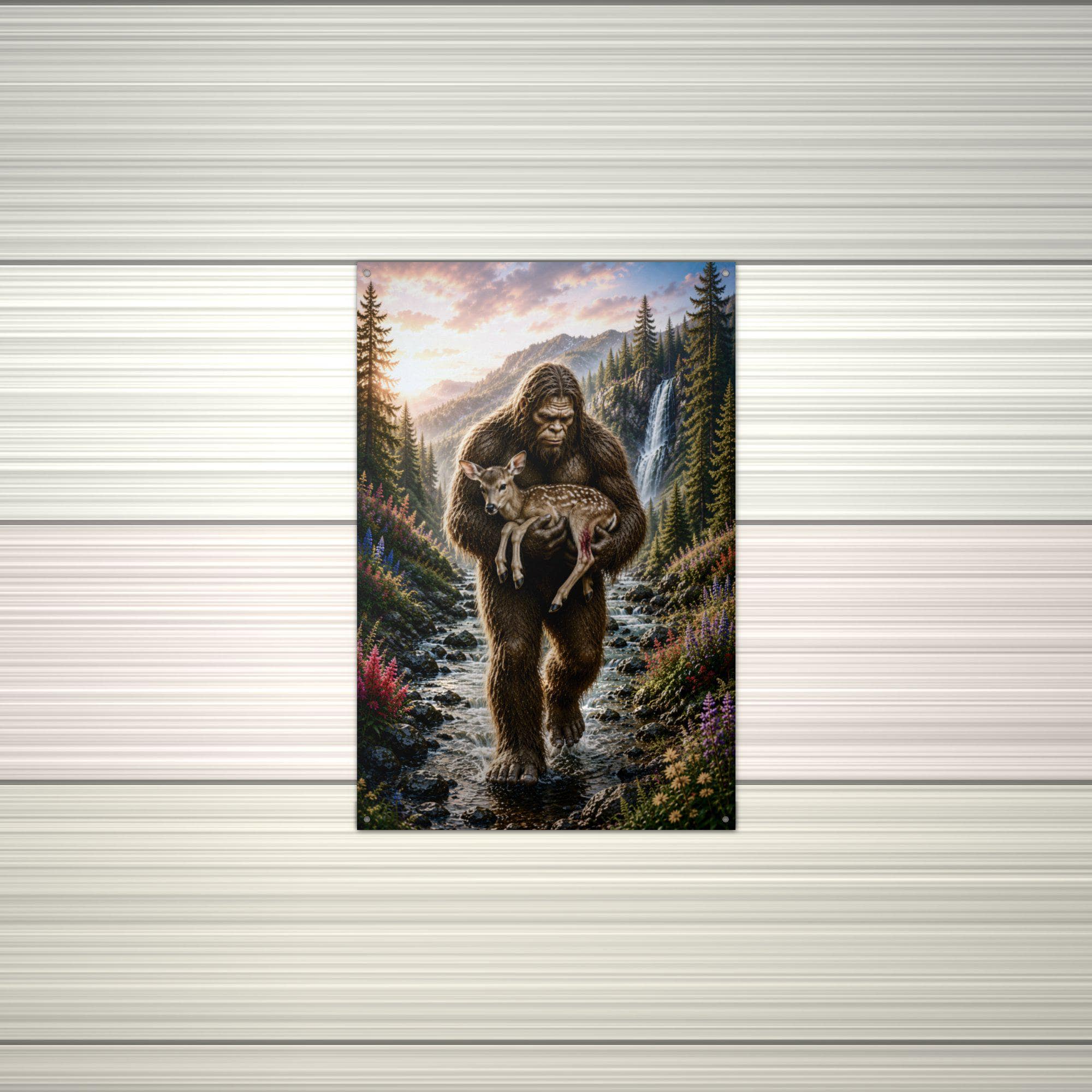 Fawn Rescue Bigfoot Metal Sign Bigfoot Aluminum Sign — alternate angle