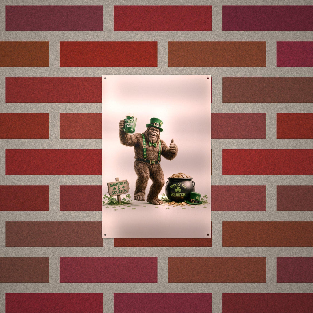 St. Patrick's Bigfoot Metal Sign Bigfoot Aluminum Sign — alternate angle