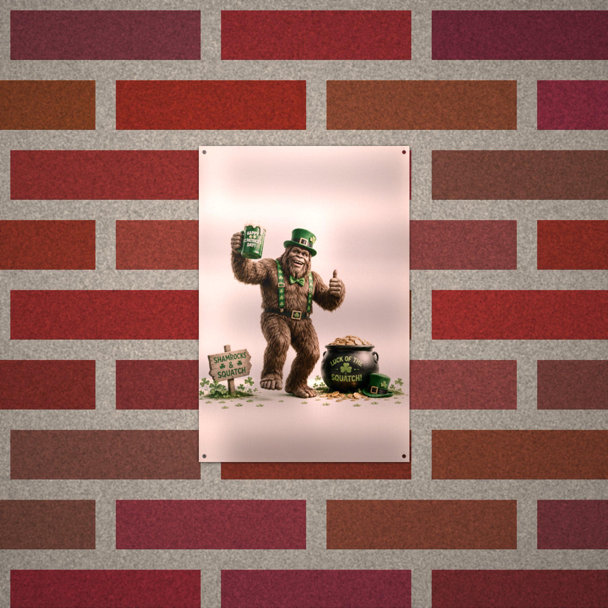 St. Patrick's Bigfoot Metal Sign Bigfoot Aluminum Sign — alternate angle