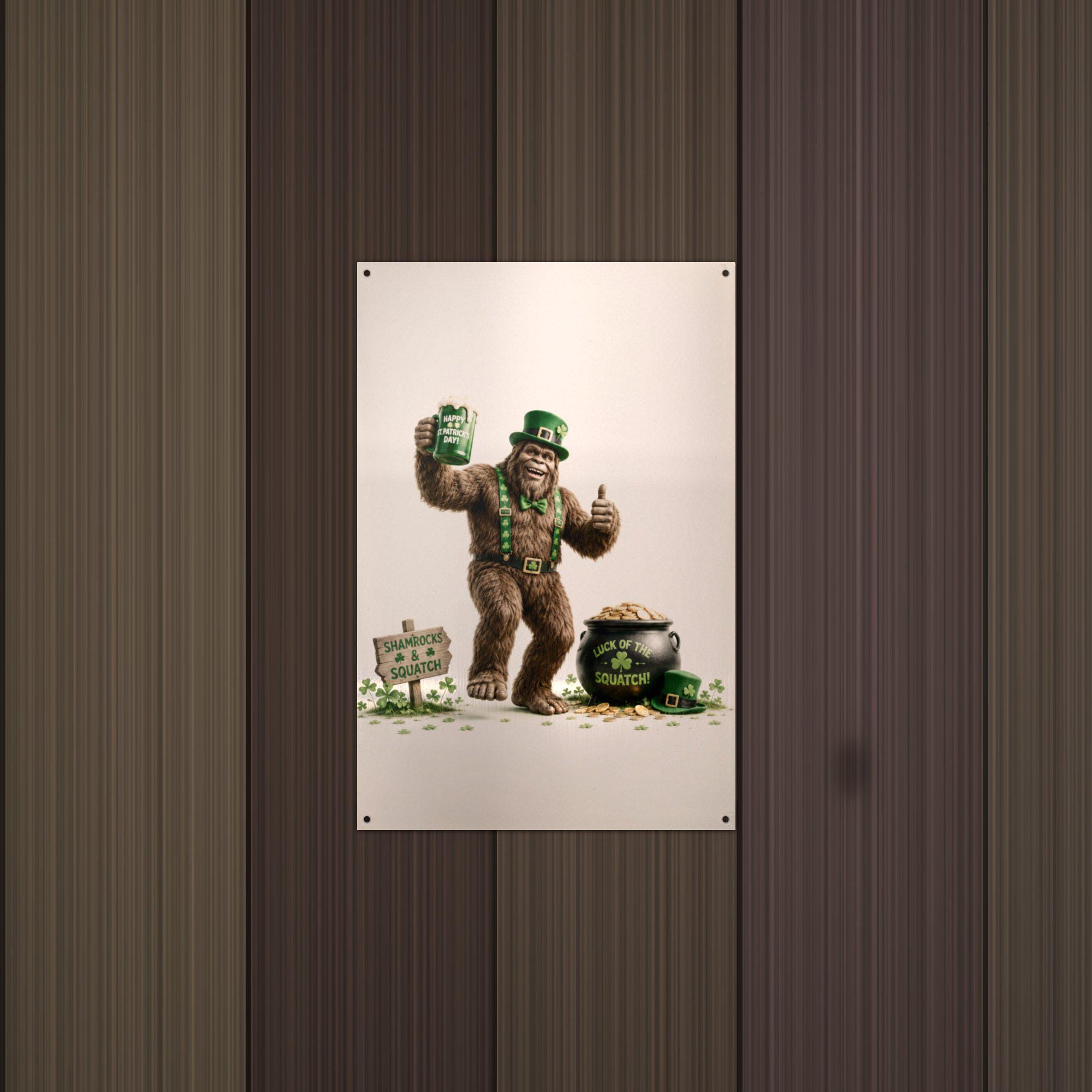 St. Patrick's Bigfoot Metal Sign Bigfoot Aluminum Sign — alternate angle
