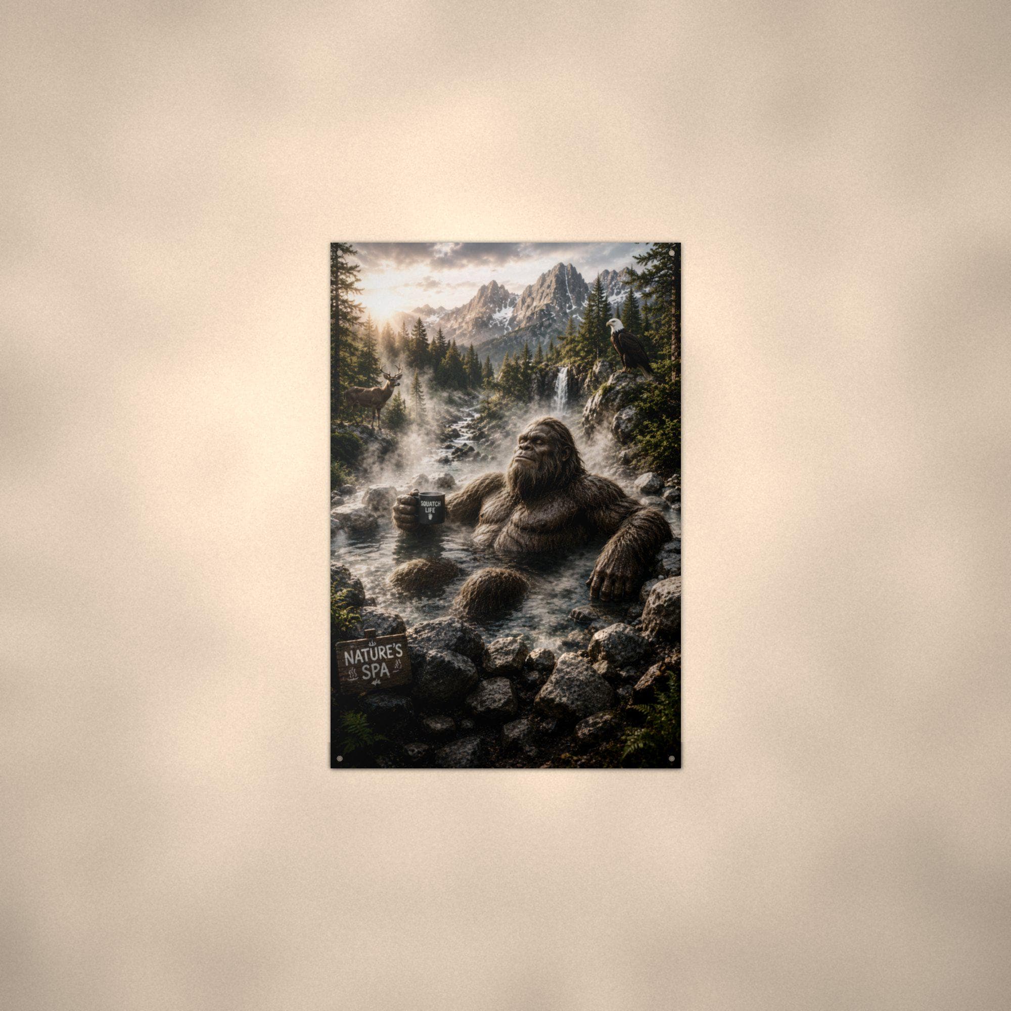 Misty Rocks Bigfoot Metal Sign Bigfoot Aluminum Sign — alternate angle